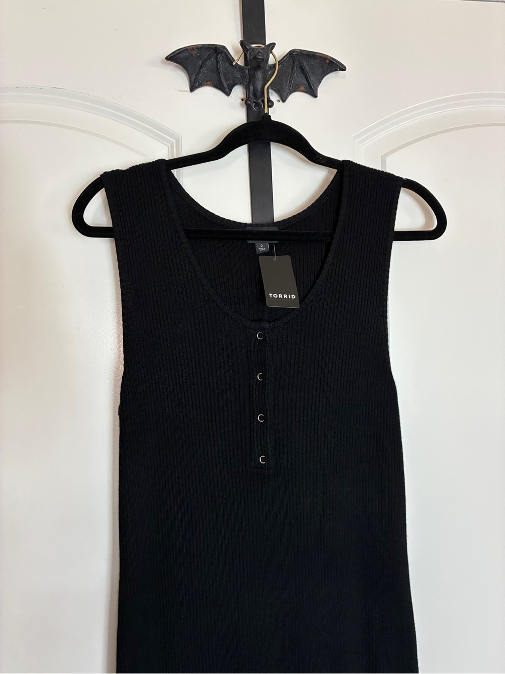 Torrid Deep Black Sleeveless Ribbed Dress Stretchy, Soft, NWT 2X - Picture 7 of 13